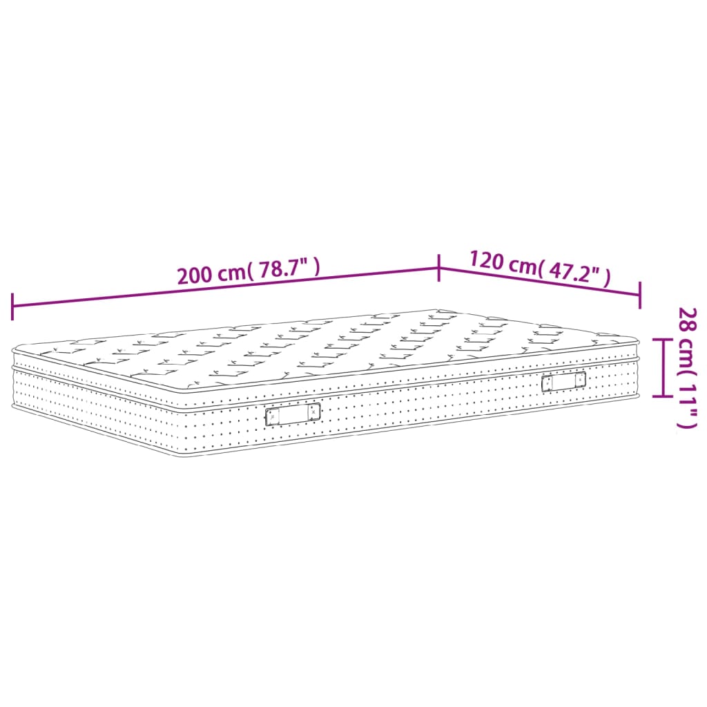 Pocketveringmatras middelhard-plus 70x200 cm