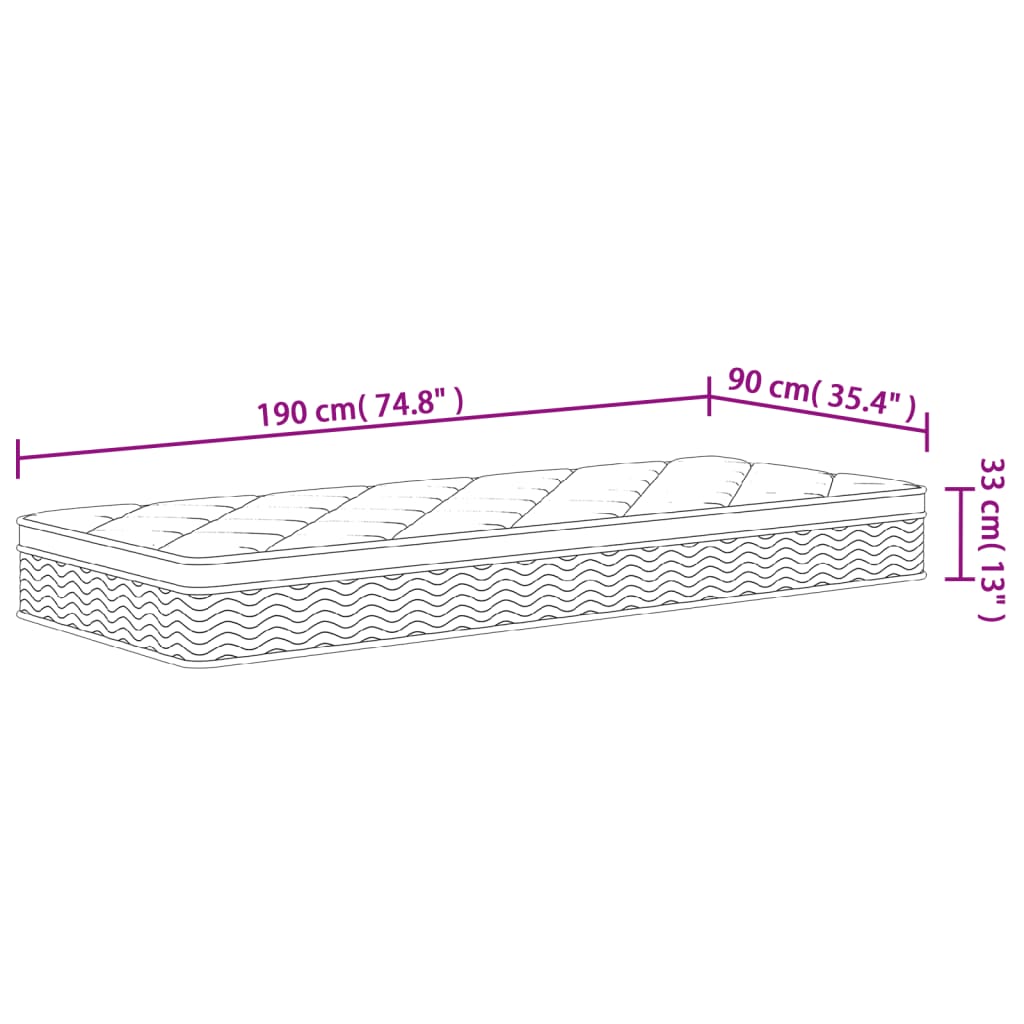 Pocketveringmatras middelhard-plus 200x200 cm