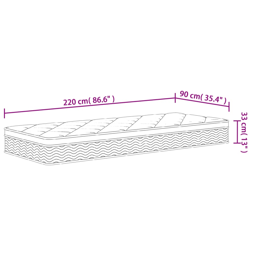 Pocketveringmatras middelhard-plus 200x200 cm