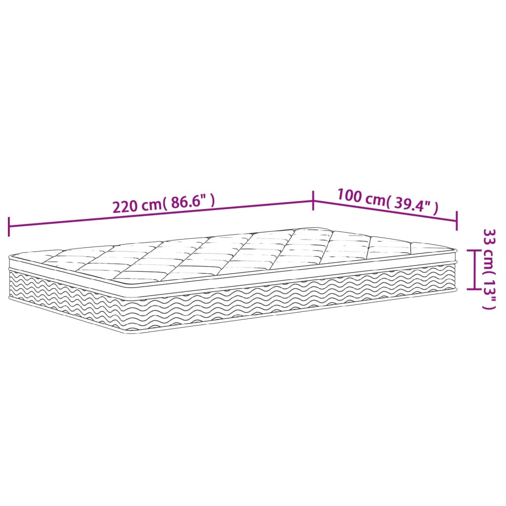 Pocketveringmatras middelhard-plus 200x200 cm