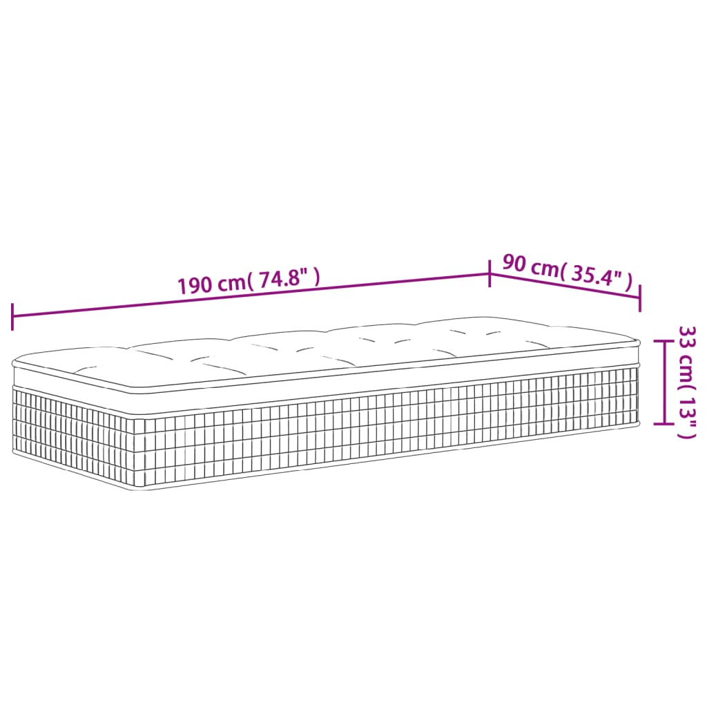 Pocketveringmatras middelhard-hard 200x200 cm