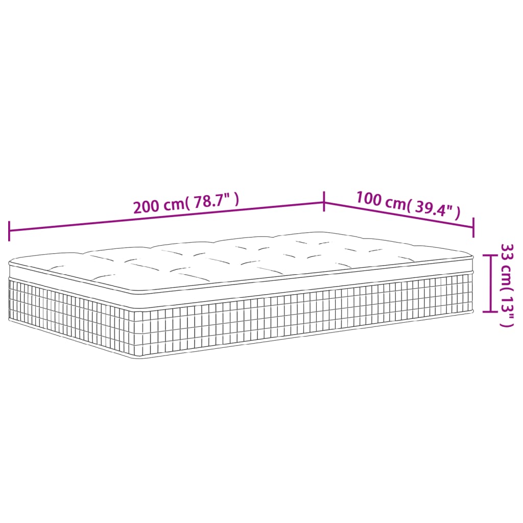 Pocketveringmatras middelhard-hard 200x200 cm