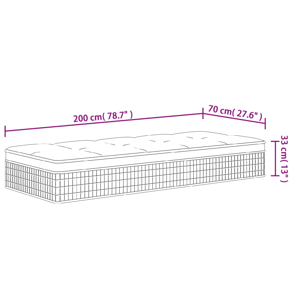 Pocketveringmatras middelhard-hard 200x200 cm