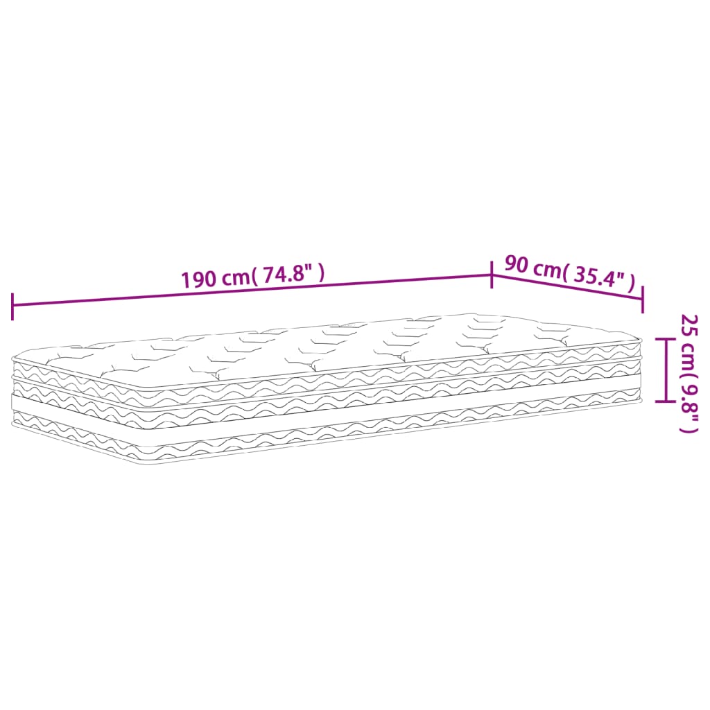 Pocketveringmatras middelhard 200x200 cm