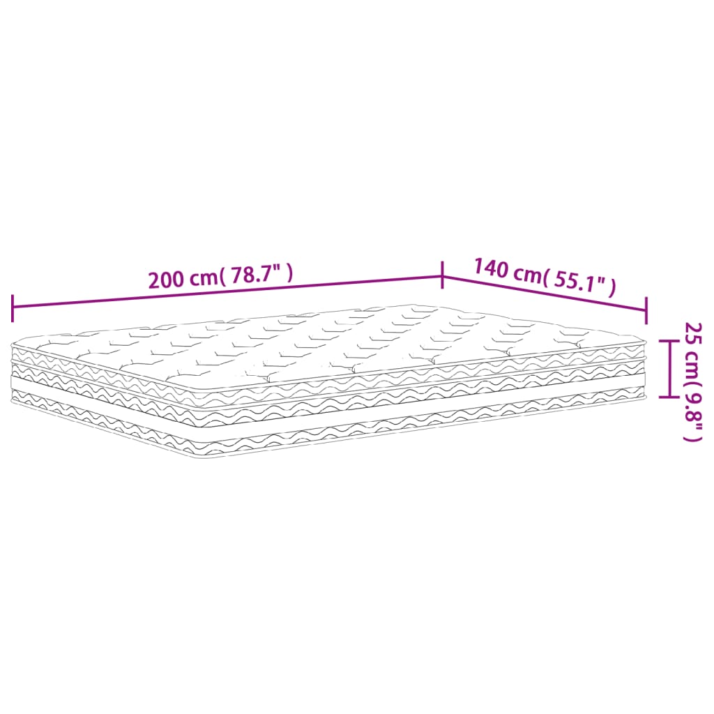 Pocketveringmatras middelhard 200x200 cm