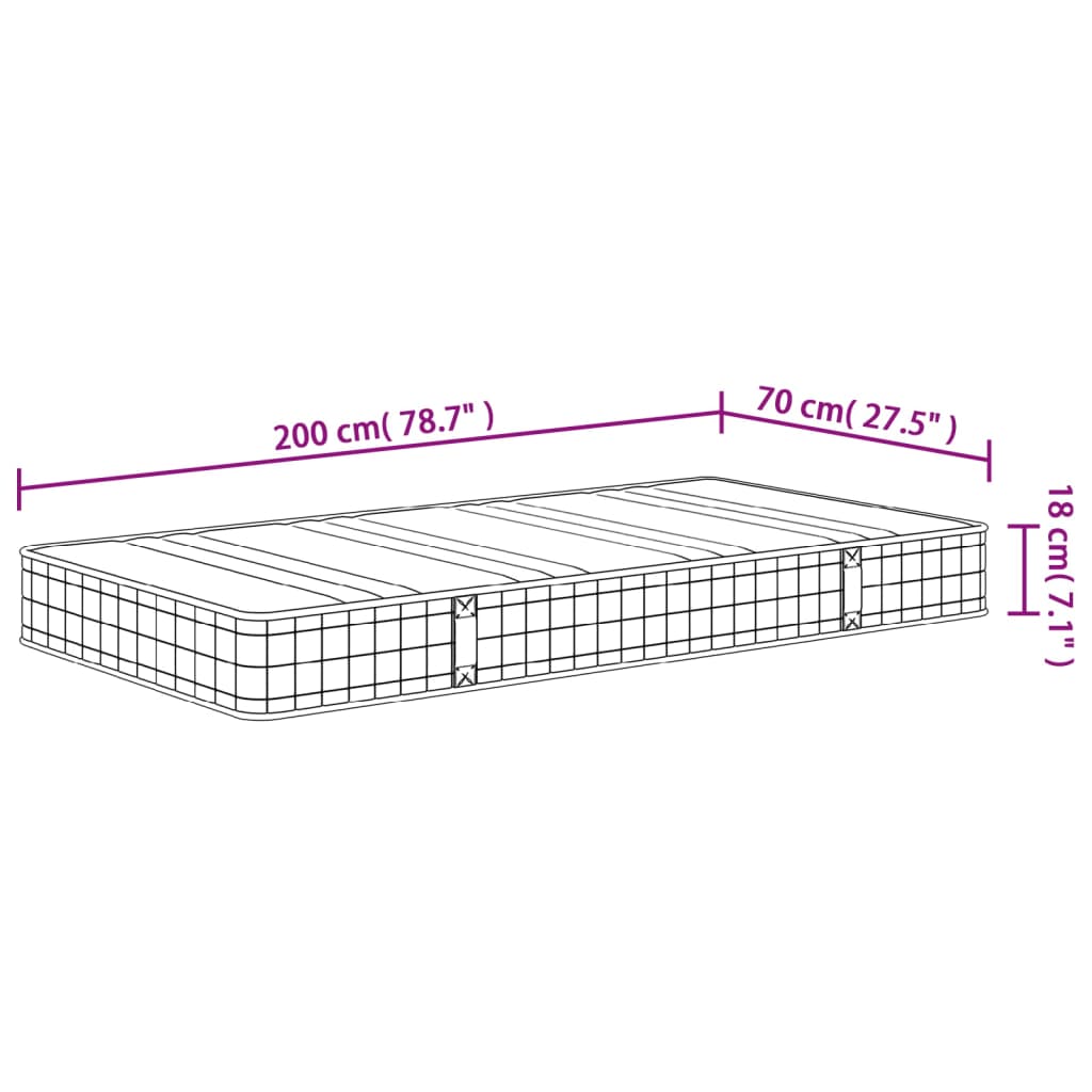 Binnenveringmatras middelhard 70x200 cm