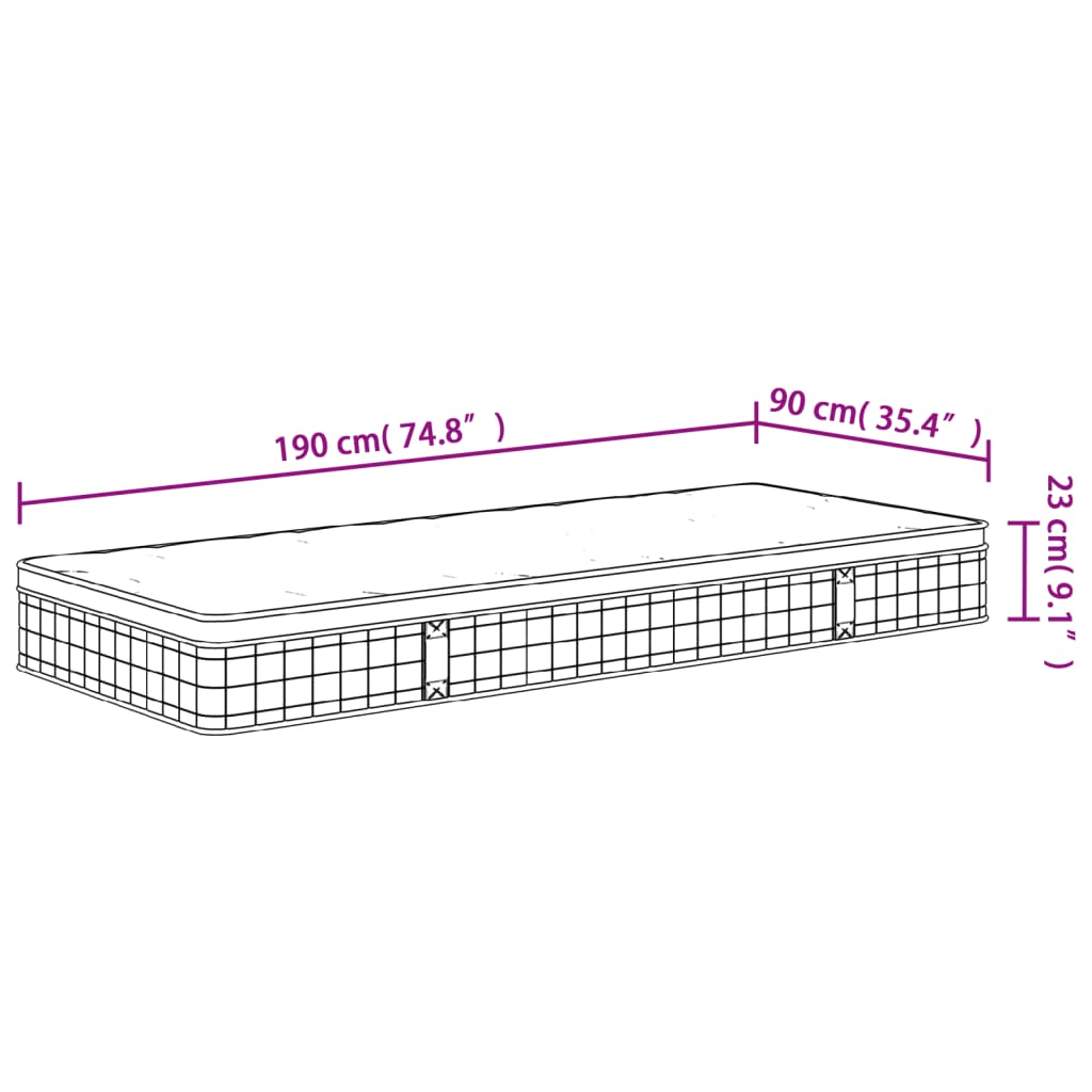 Binnenveringmatras middelhard 90x200 cm