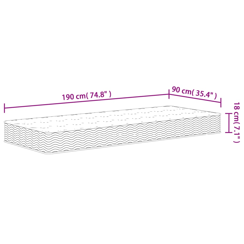 Binnenveringmatras middelhard 80x200 cm