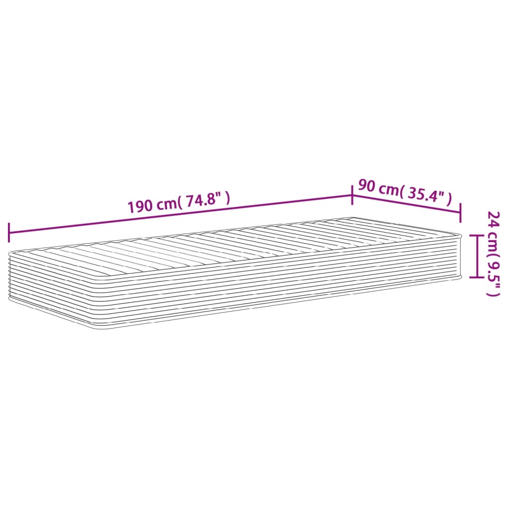 Schuimmatras middelzacht 90x200 cm