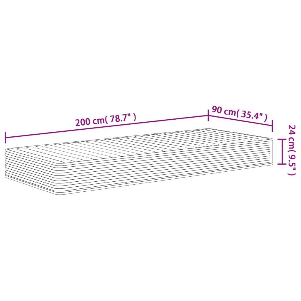 Schuimmatras middelzacht 90x200 cm