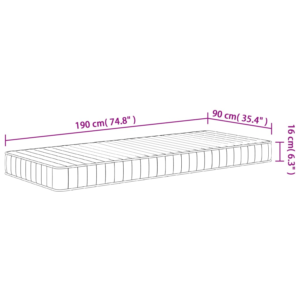 Schuimmatras middelzacht 70x200 cm