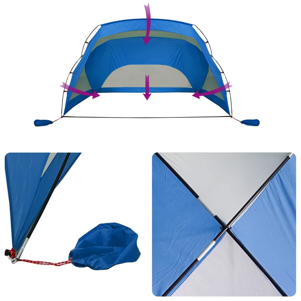 Strandtent 274x178x170/148 cm 185T polyester azuurblauw