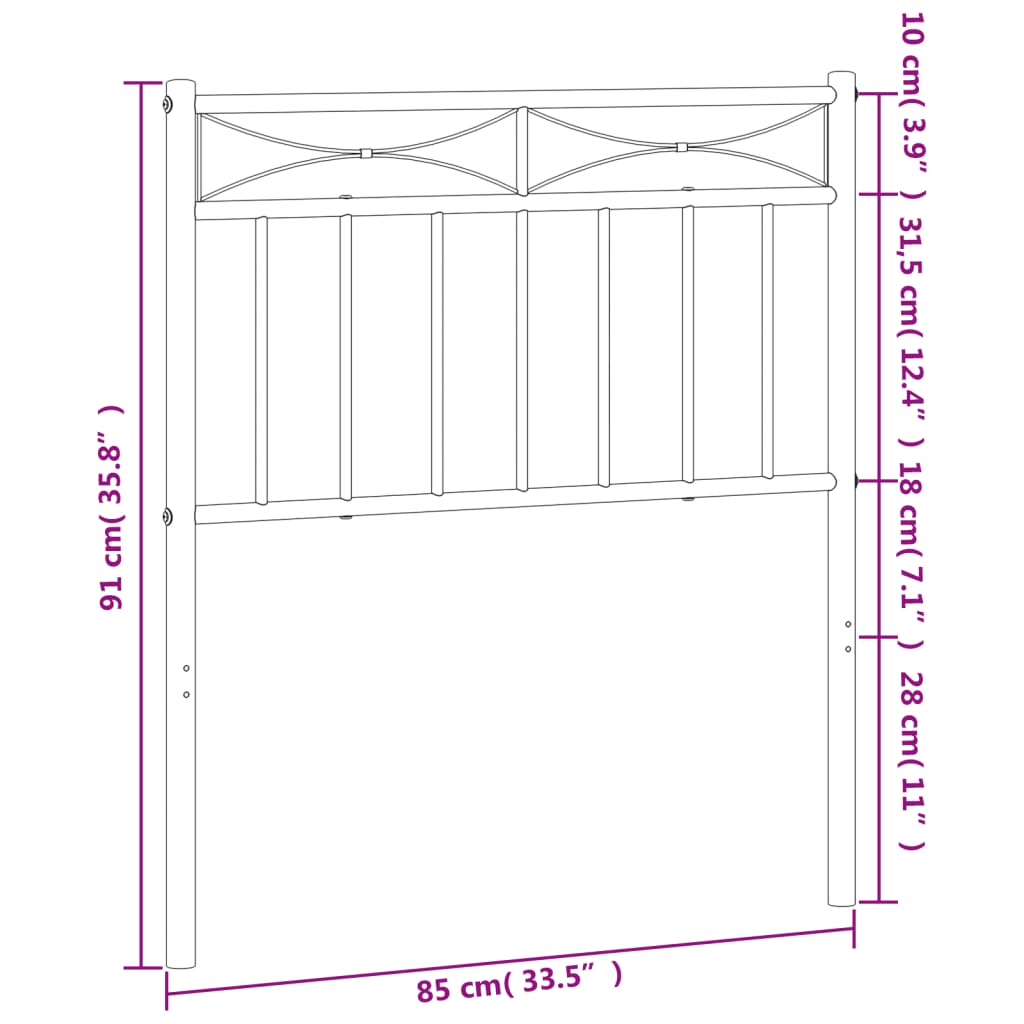 Hoofdbord 75 cm metaal