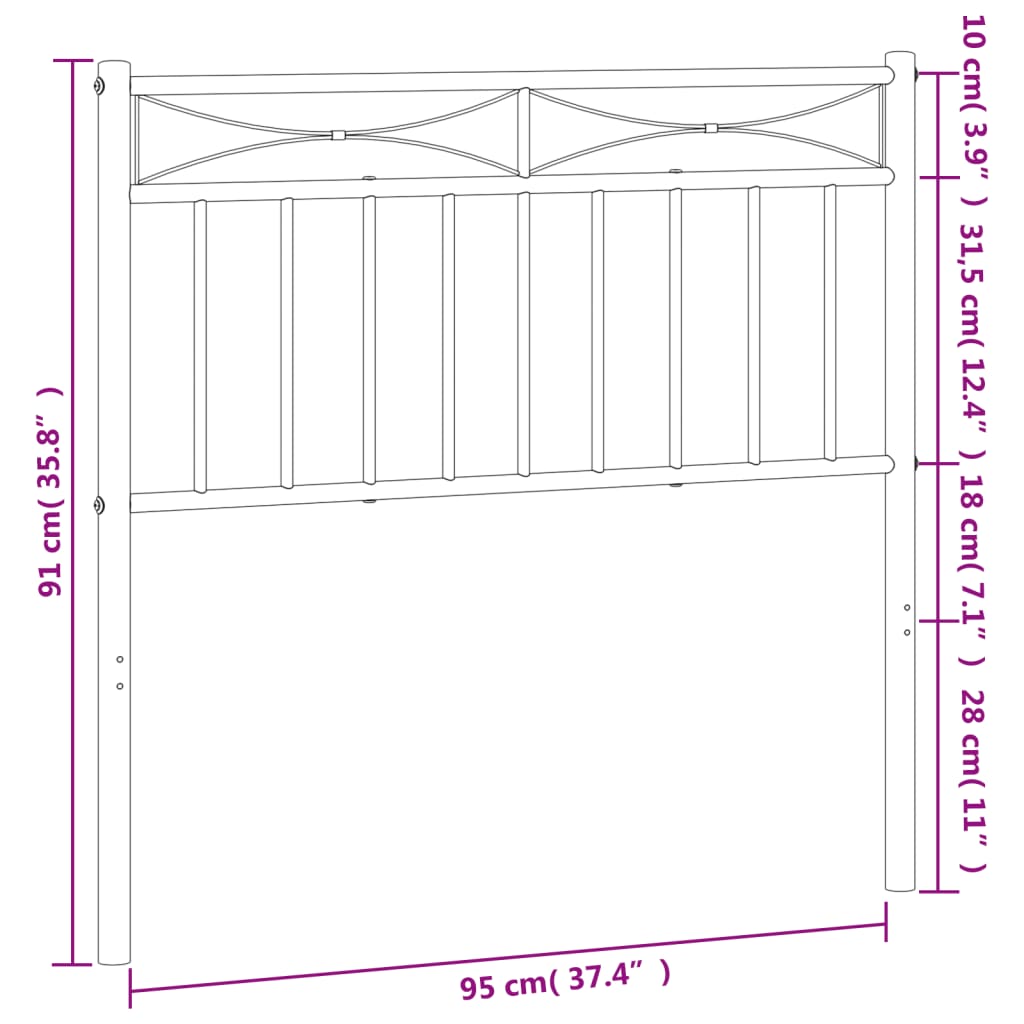 Hoofdbord 75 cm metaal