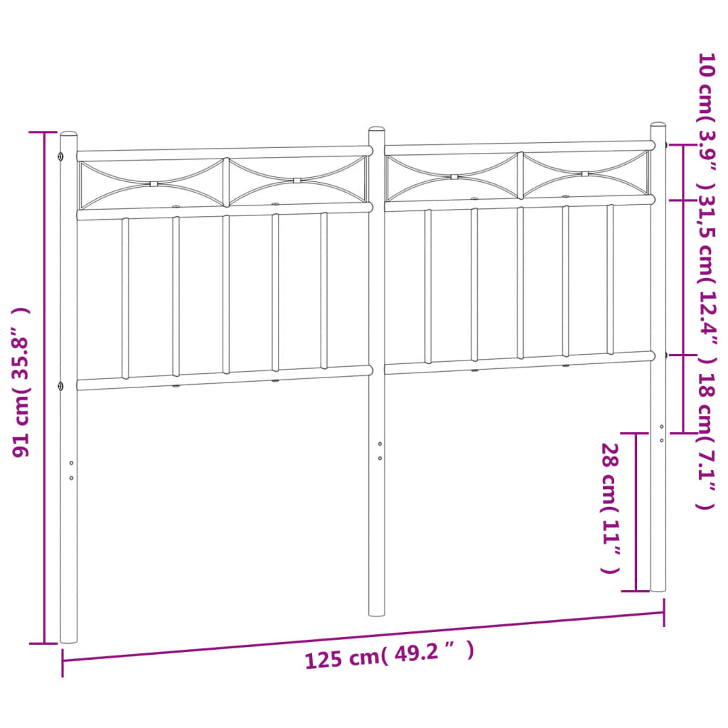 Hoofdbord 75 cm metaal