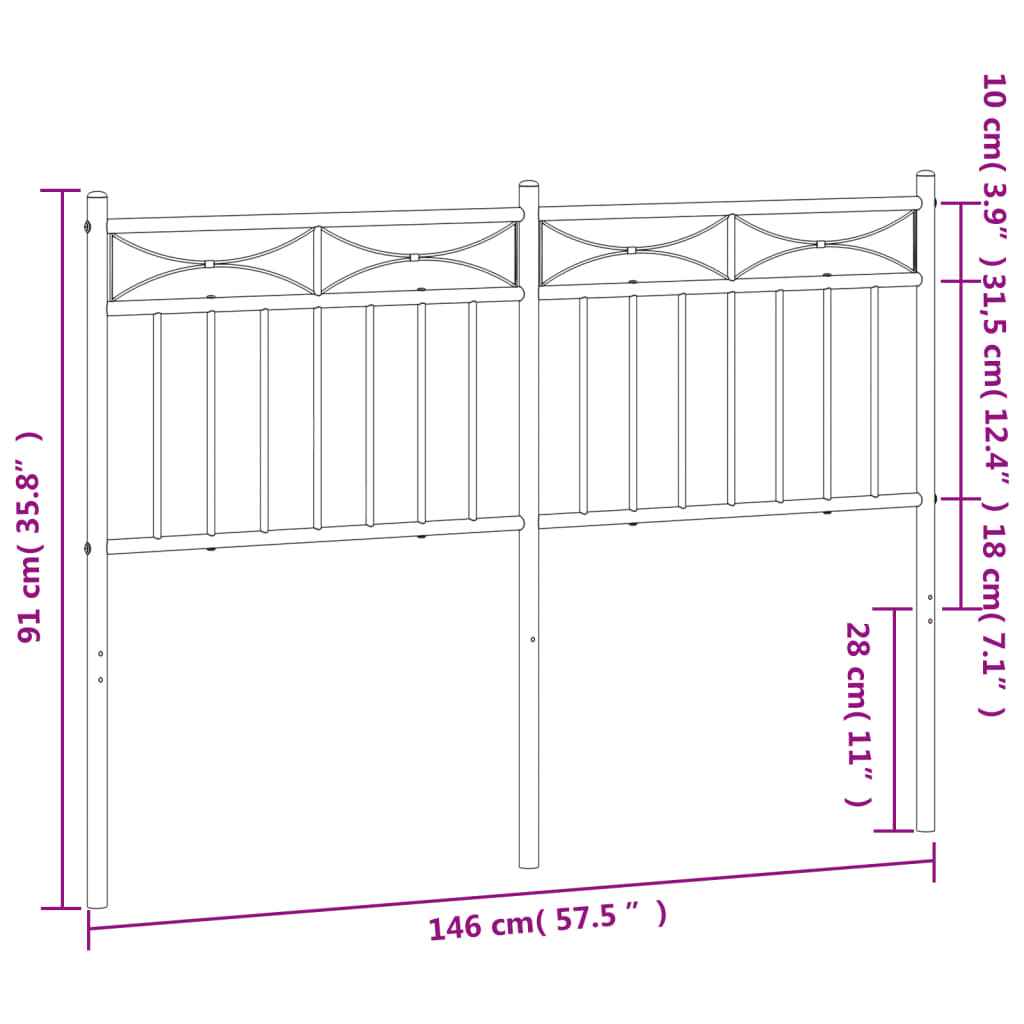 Hoofdbord 75 cm metaal