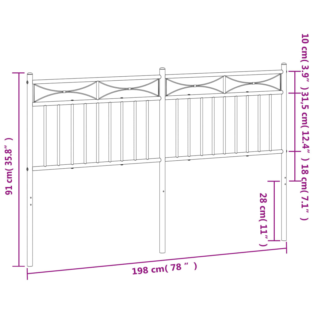 Hoofdbord 75 cm metaal