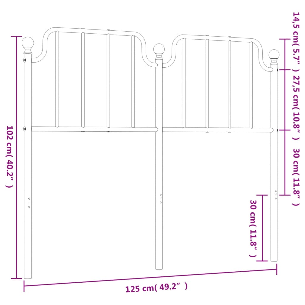 Hoofdbord 193 cm metaal