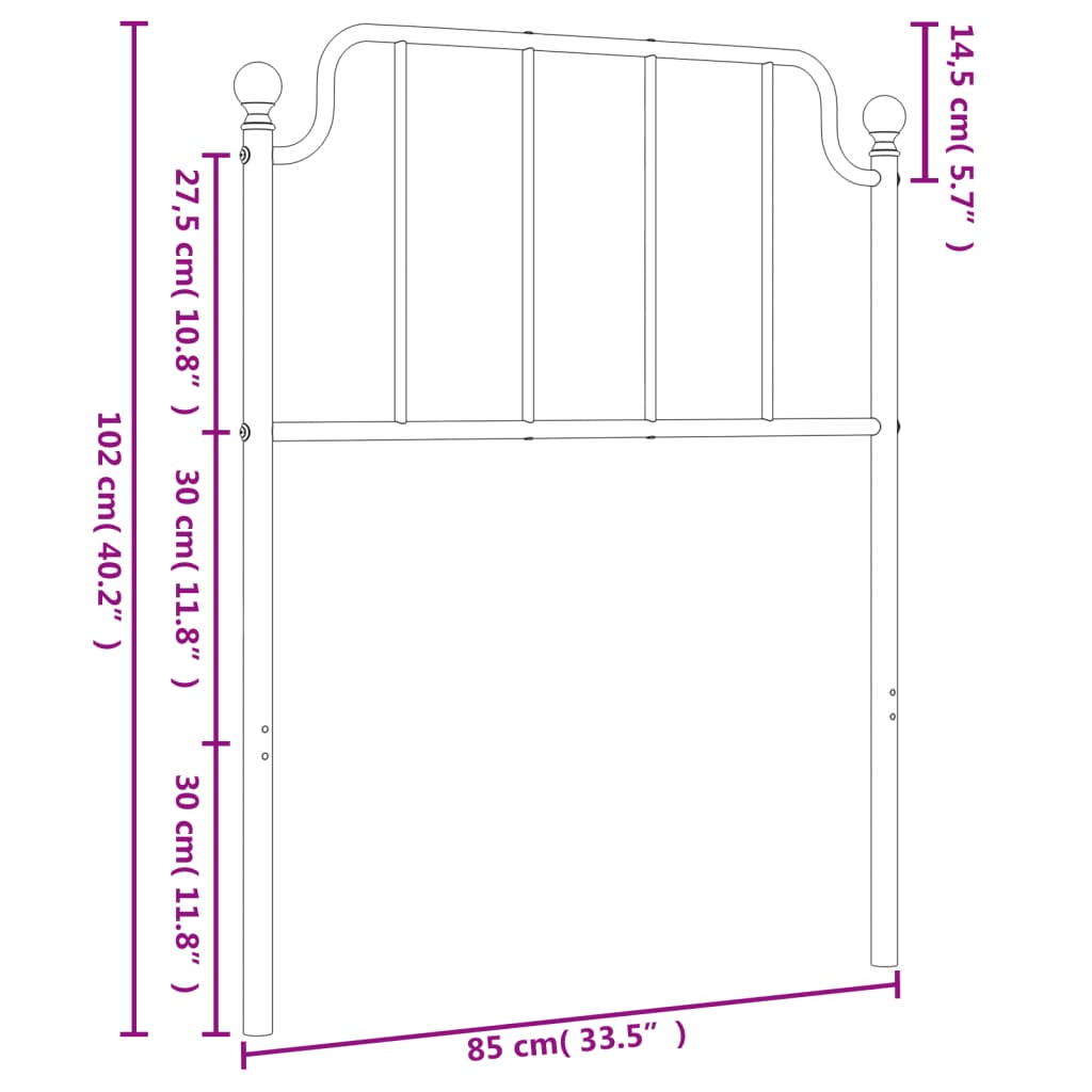 Hoofdbord 193 cm metaal