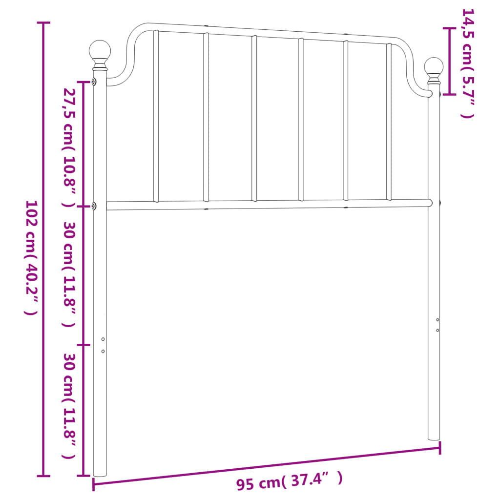 Hoofdbord 193 cm metaal