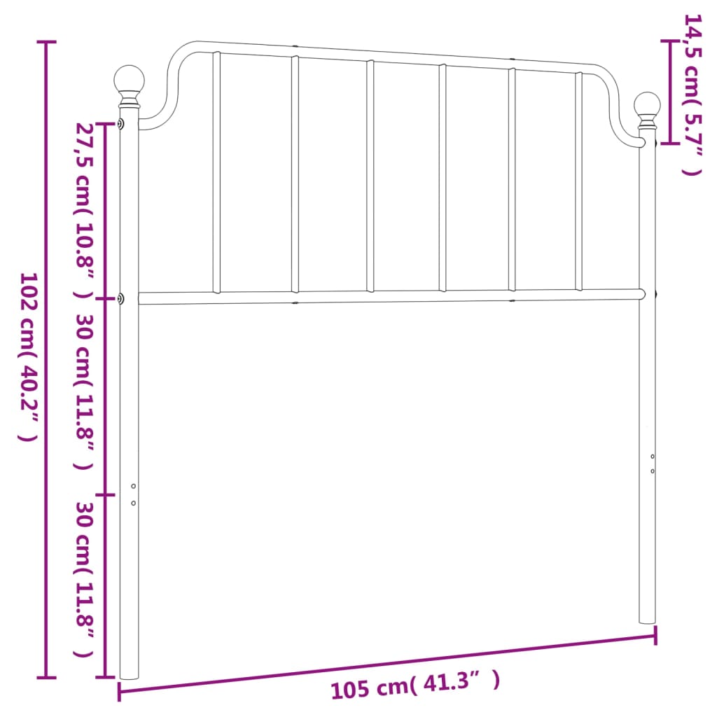 Hoofdbord 193 cm metaal