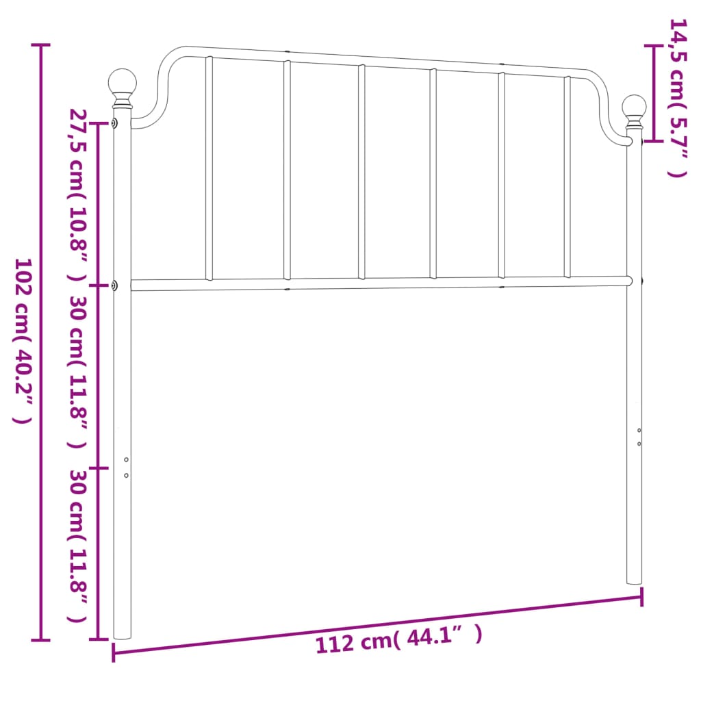 Hoofdbord 193 cm metaal