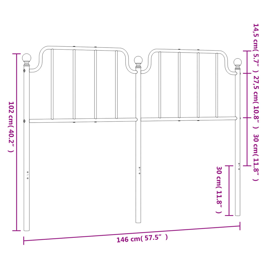 Hoofdbord 193 cm metaal