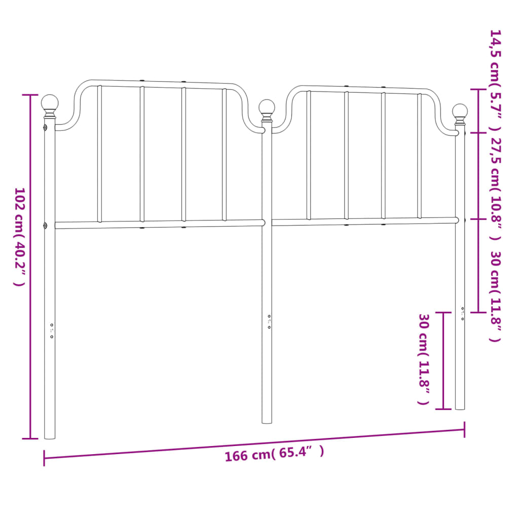 Hoofdbord 193 cm metaal