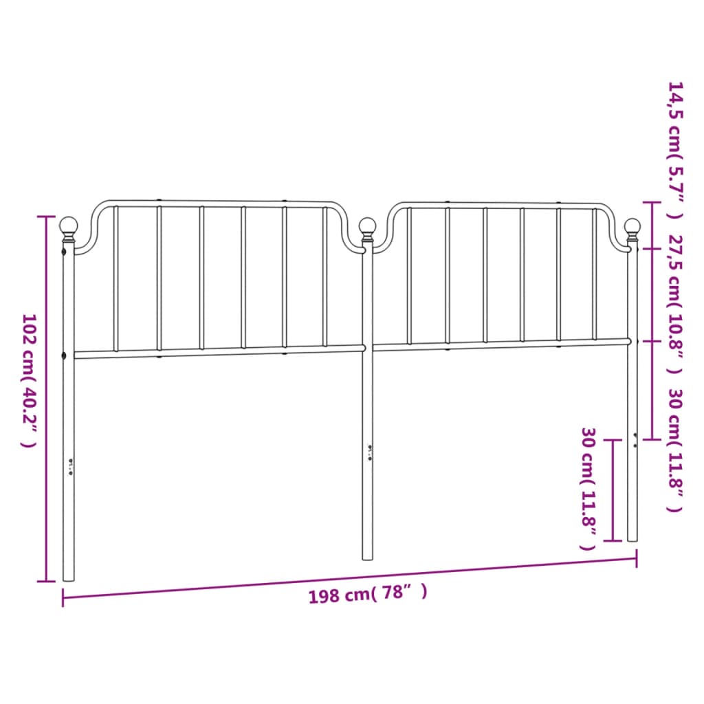 Hoofdbord 193 cm metaal