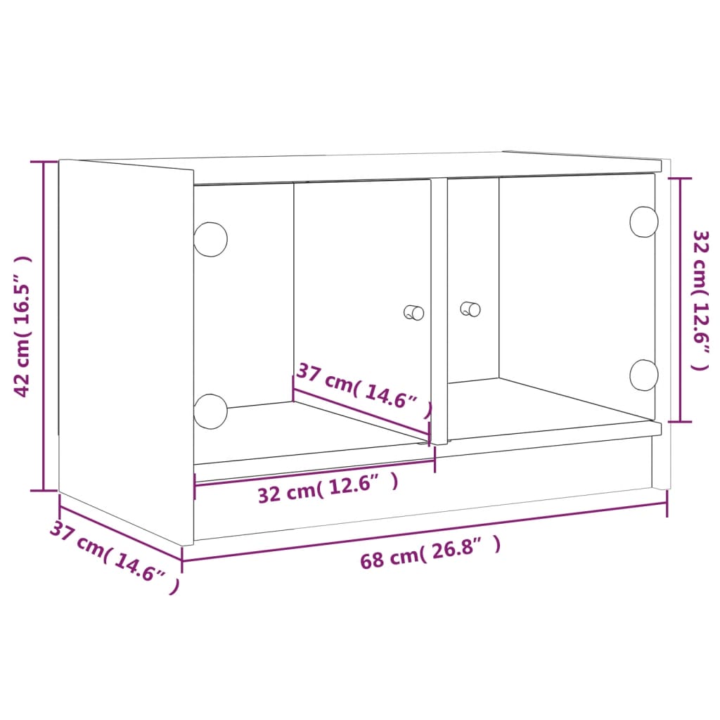 Tv-meubel met glazen deuren 68x37x42 cm