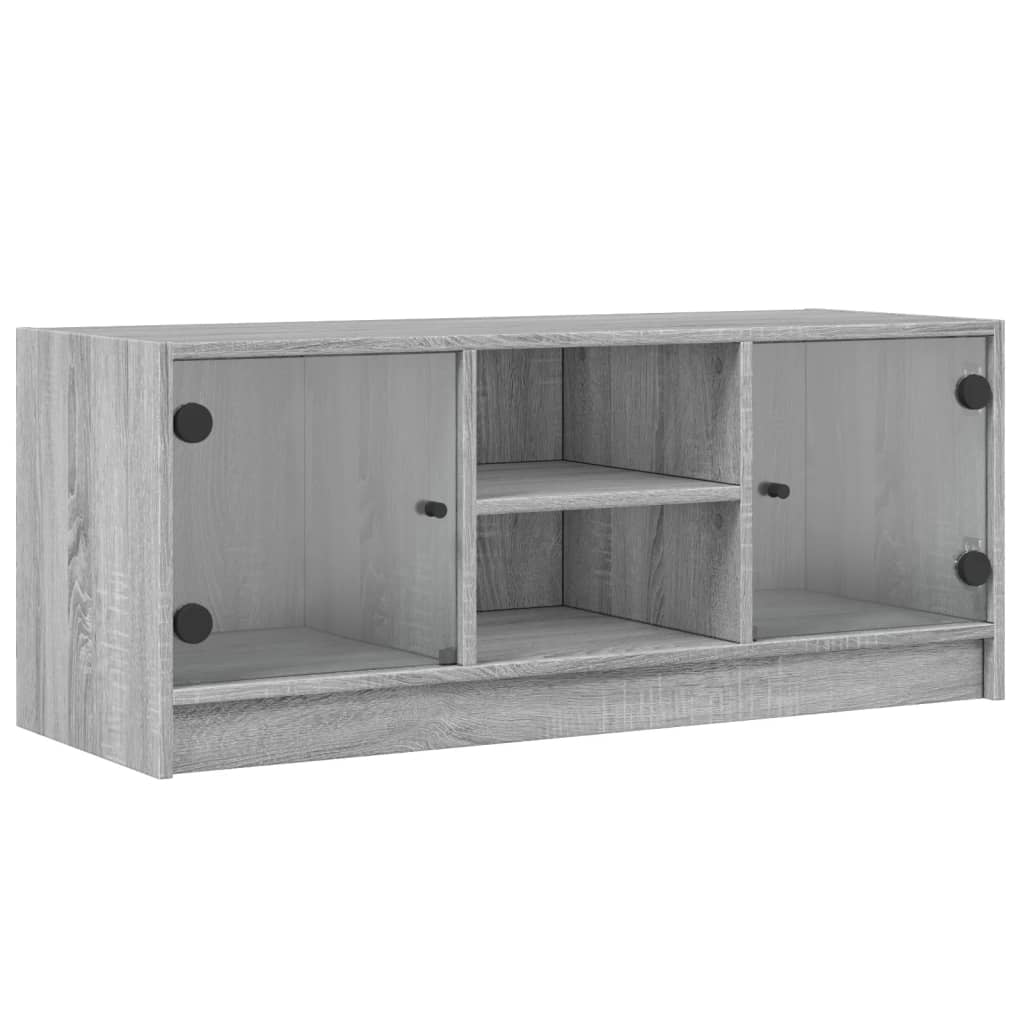 Tv-meubel met glazen deuren 102x37x42 cm