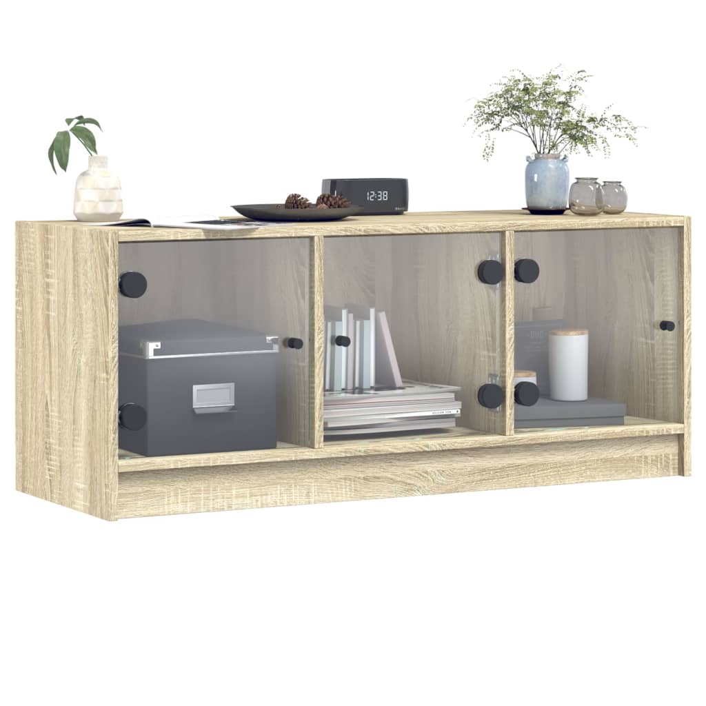 Tv-meubel met glazen deuren 102x37x42 cm