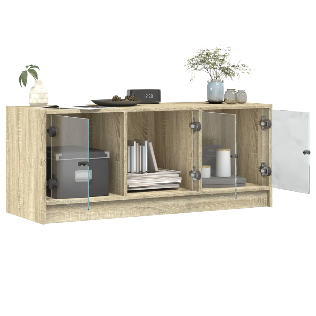 Tv-meubel met glazen deuren 102x37x42 cm