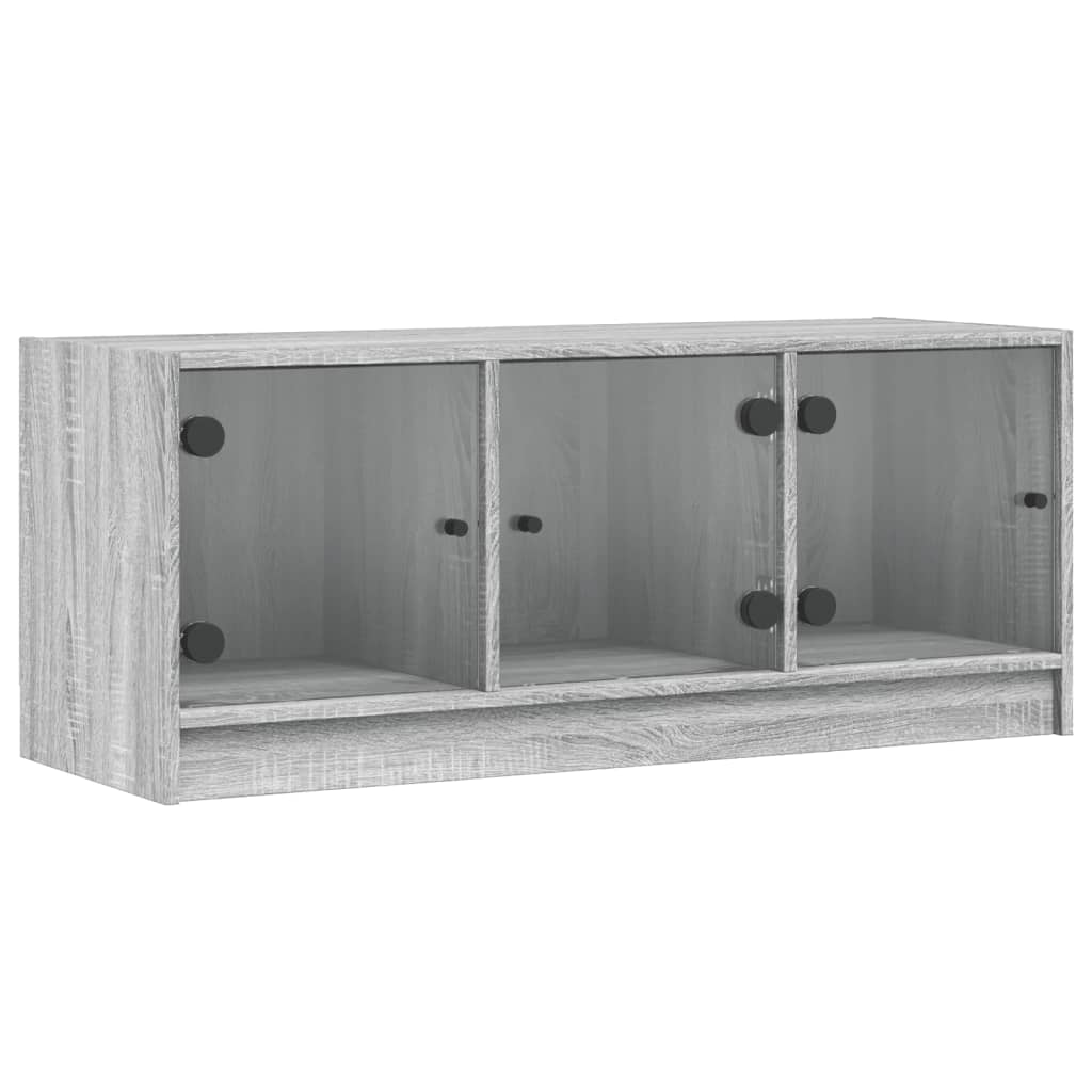 Tv-meubel met glazen deuren 102x37x42 cm