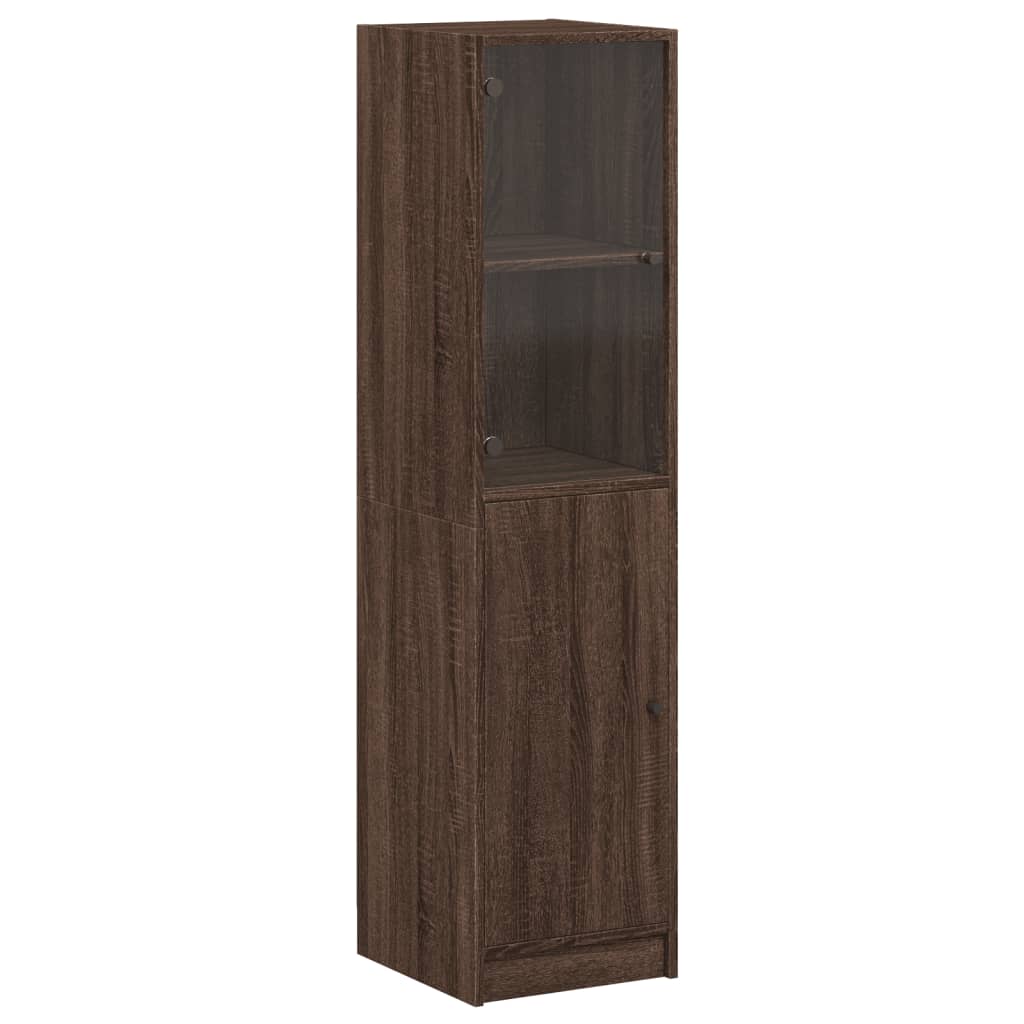 Hoge kast met glazen deur 35x37x142 cm eikenkleurig