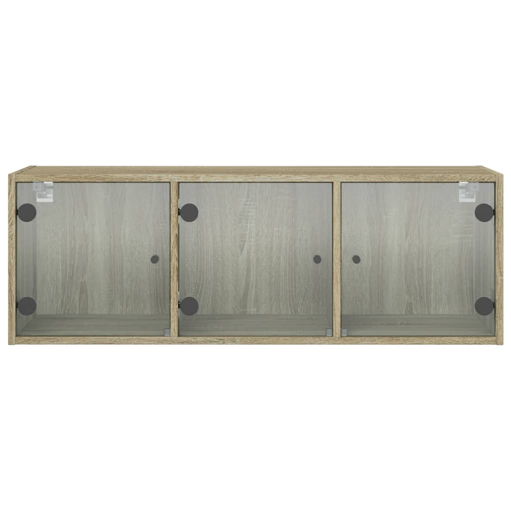 Wandkast met glazen deuren 102x37x35 cm eikenkleurig