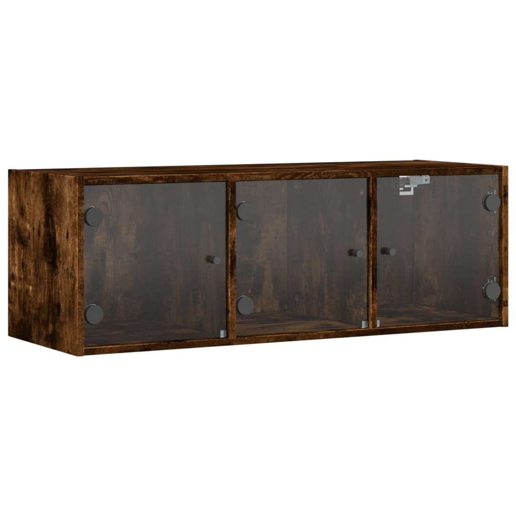 Wandkast met glazen deuren 102x37x35 cm eikenkleurig