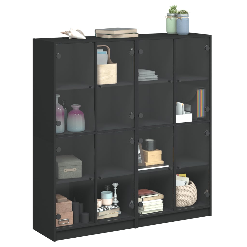 Boekenkast met deuren 136x37x142 cm hout eikenkleurig