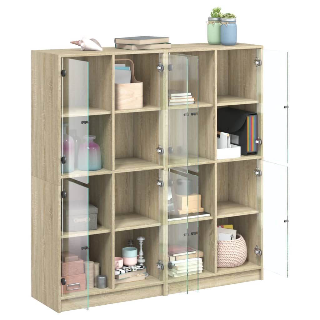 Boekenkast met deuren 136x37x142 cm hout eikenkleurig