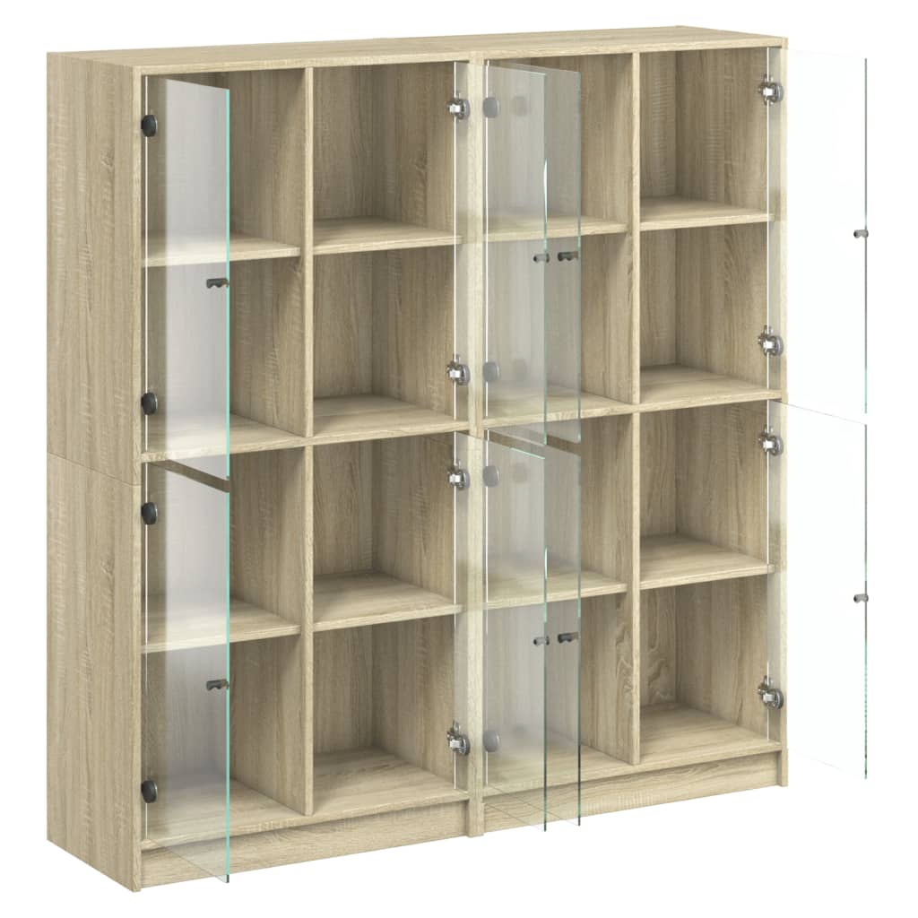 Boekenkast met deuren 136x37x142 cm hout eikenkleurig