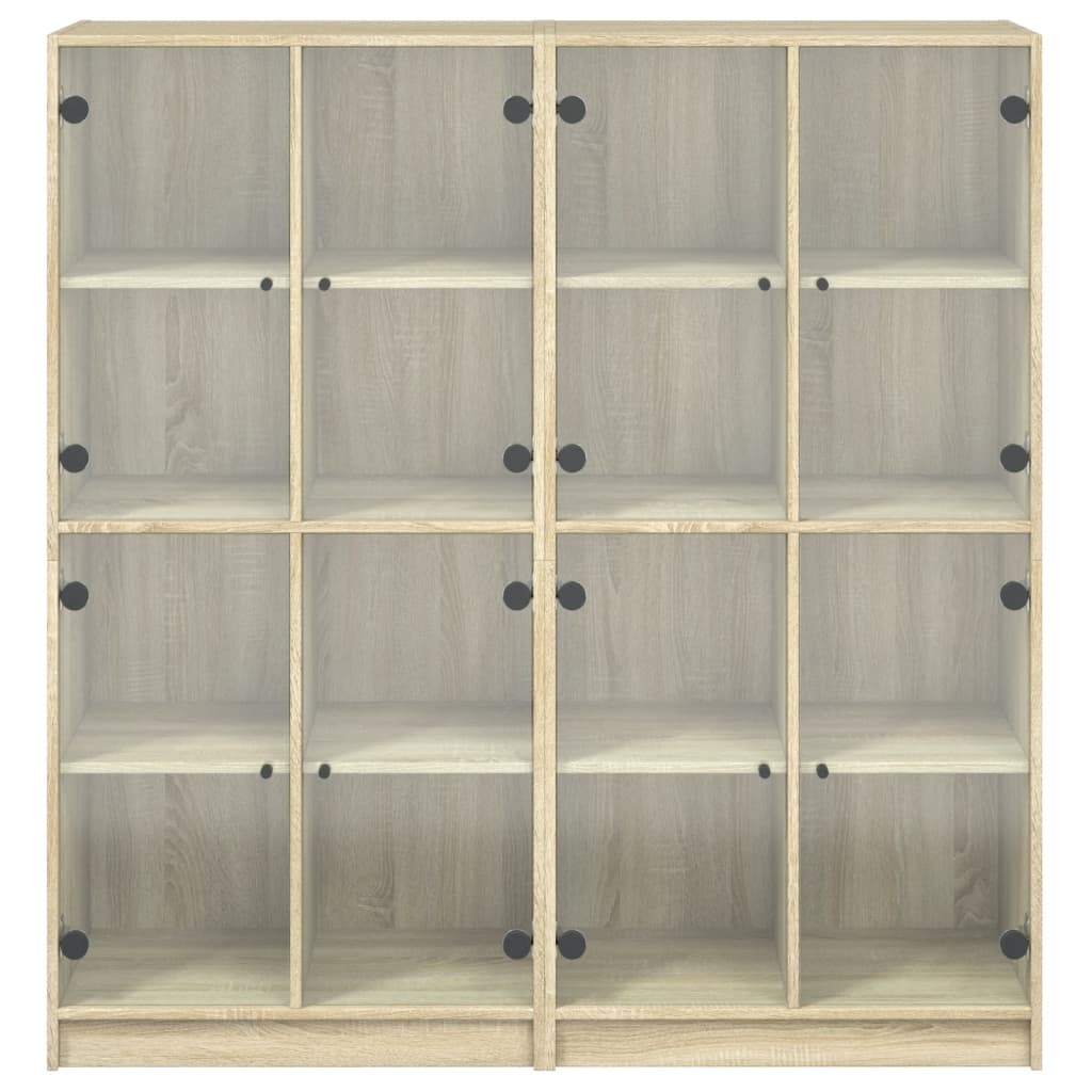 Boekenkast met deuren 136x37x142 cm hout eikenkleurig