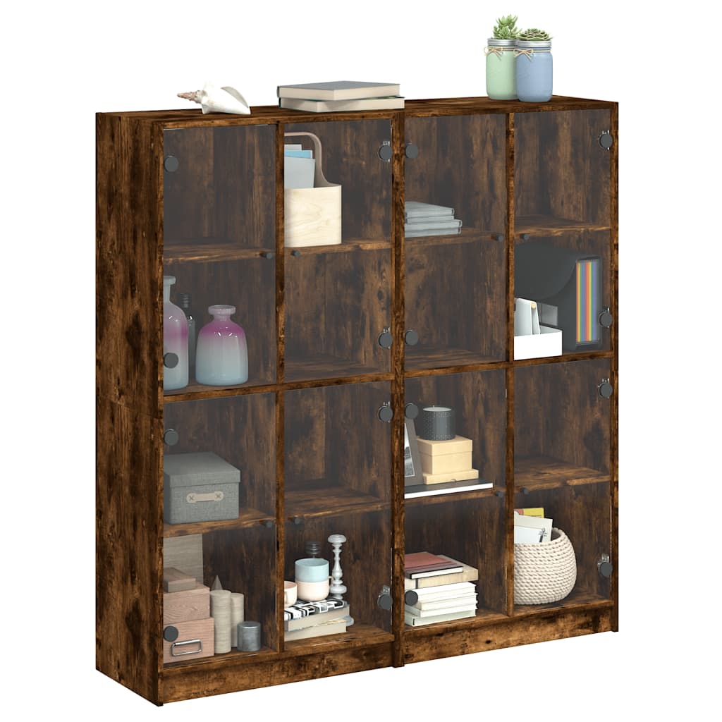 Boekenkast met deuren 136x37x142 cm hout eikenkleurig