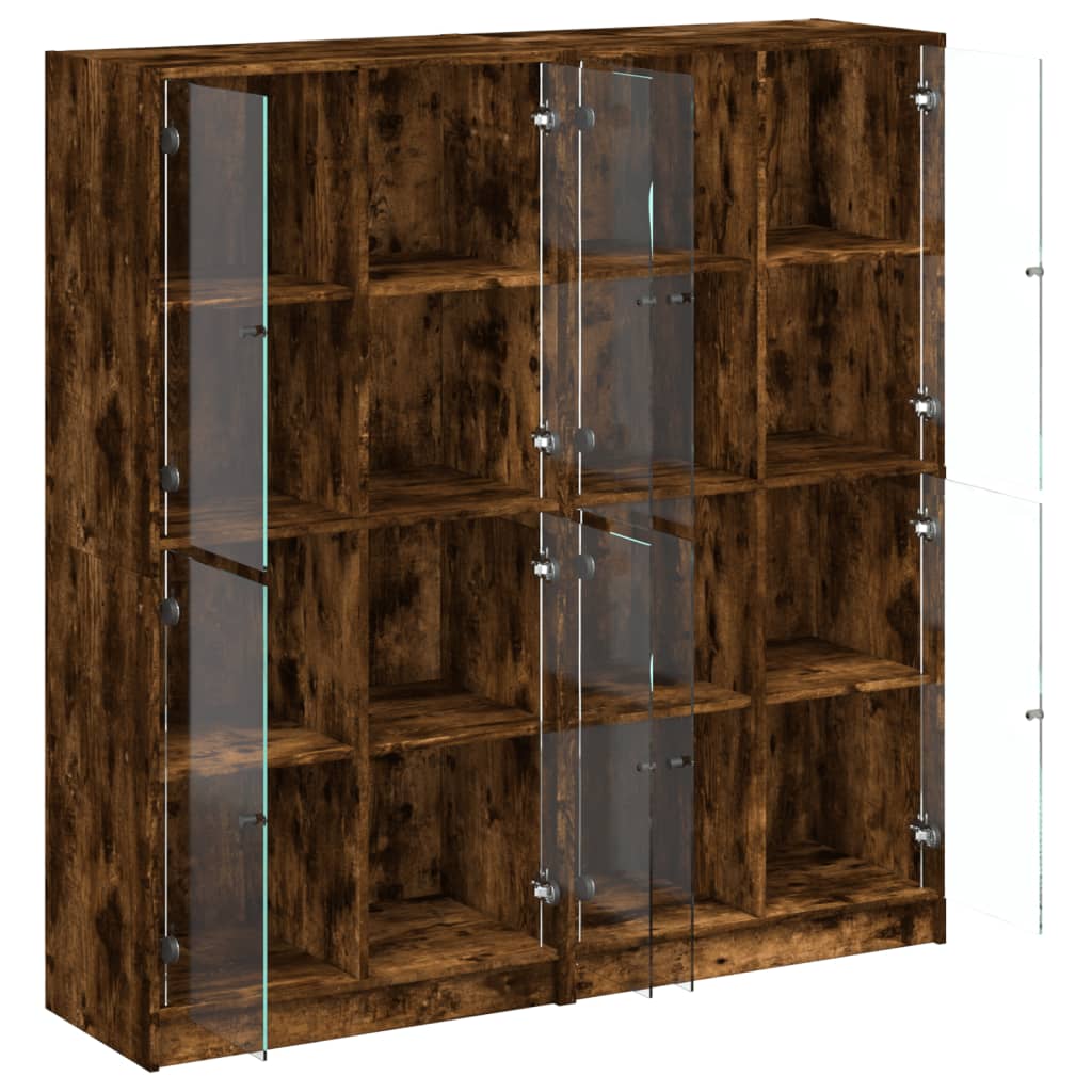 Boekenkast met deuren 136x37x142 cm hout eikenkleurig