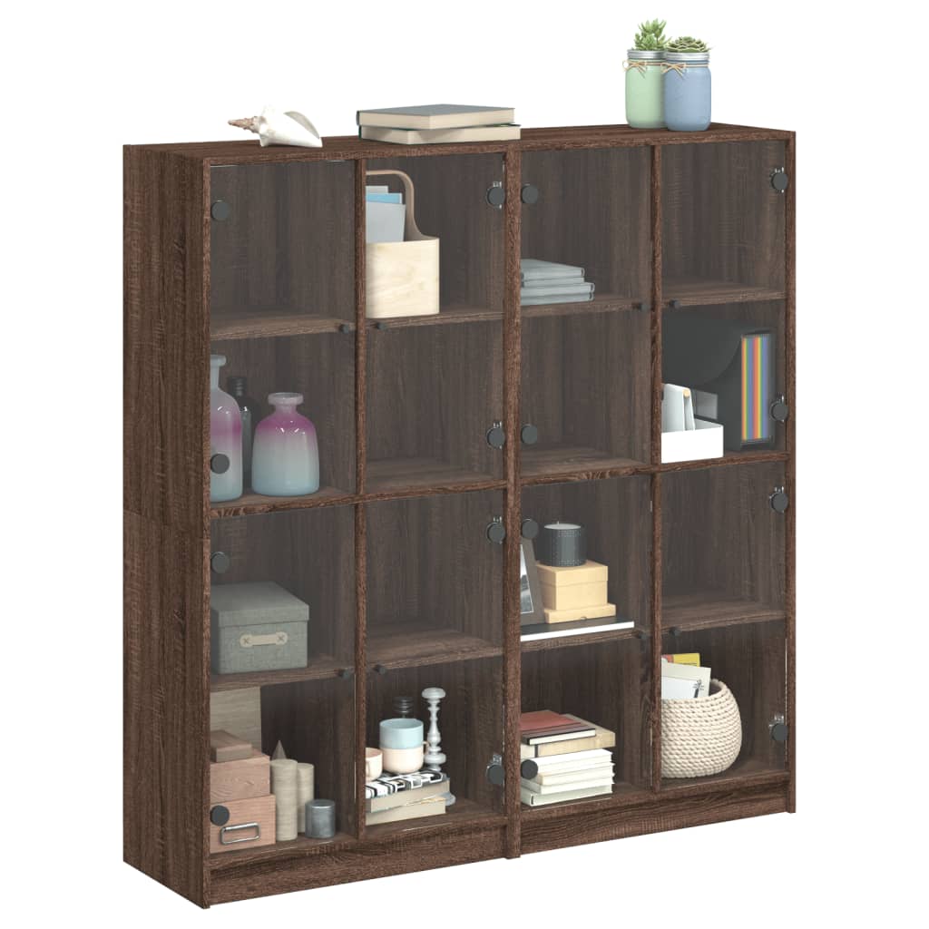 Boekenkast met deuren 136x37x142 cm hout eikenkleurig