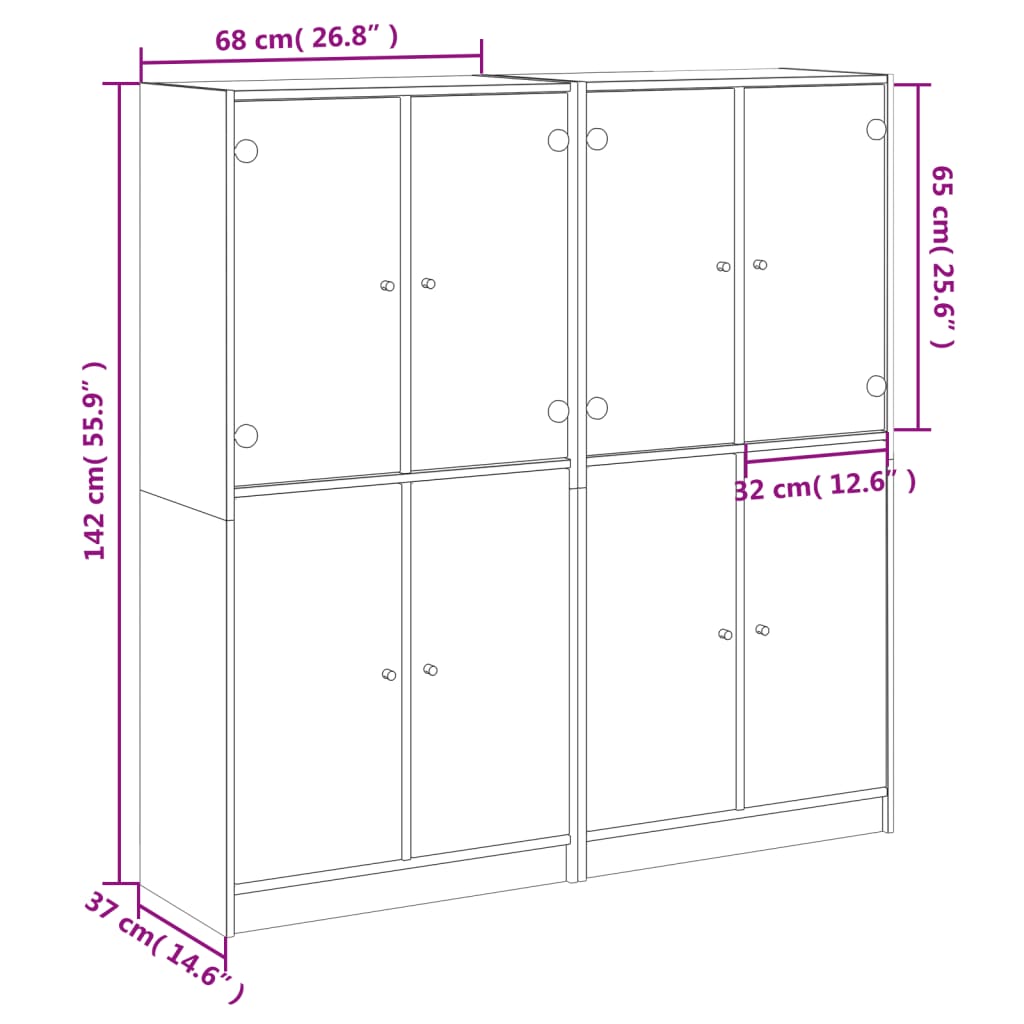 Boekenkast met deuren 136x37x142 cm bewerkt hout