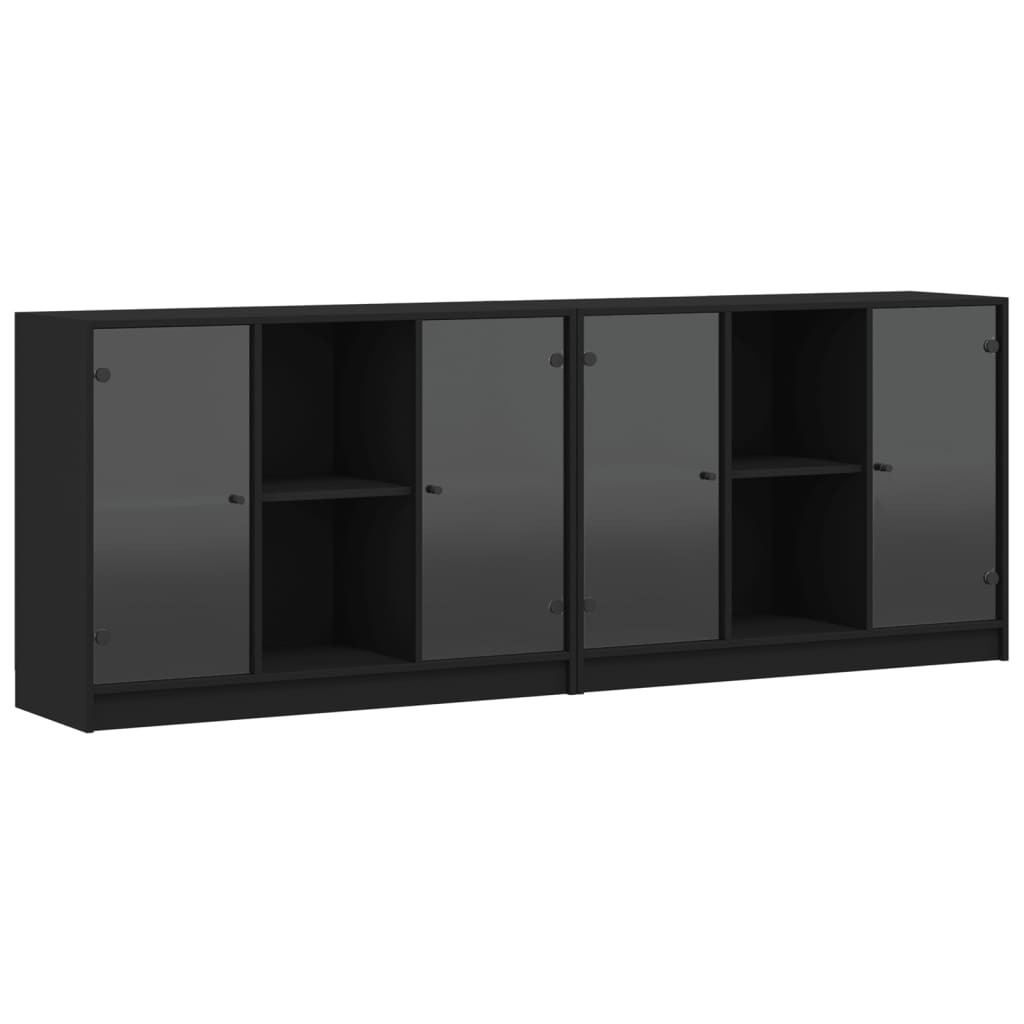 Boekenkast met deuren 204x37x75 cm hout eikenkleurig