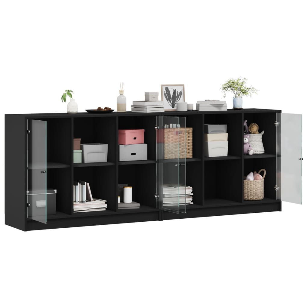 Boekenkast met deuren 204x37x75 cm hout eikenkleurig