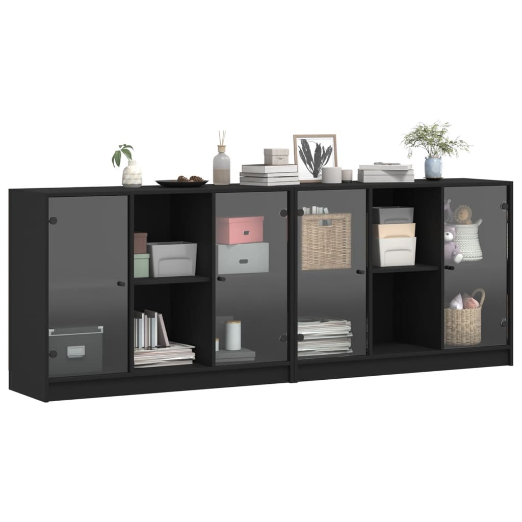 Boekenkast met deuren 204x37x75 cm hout eikenkleurig