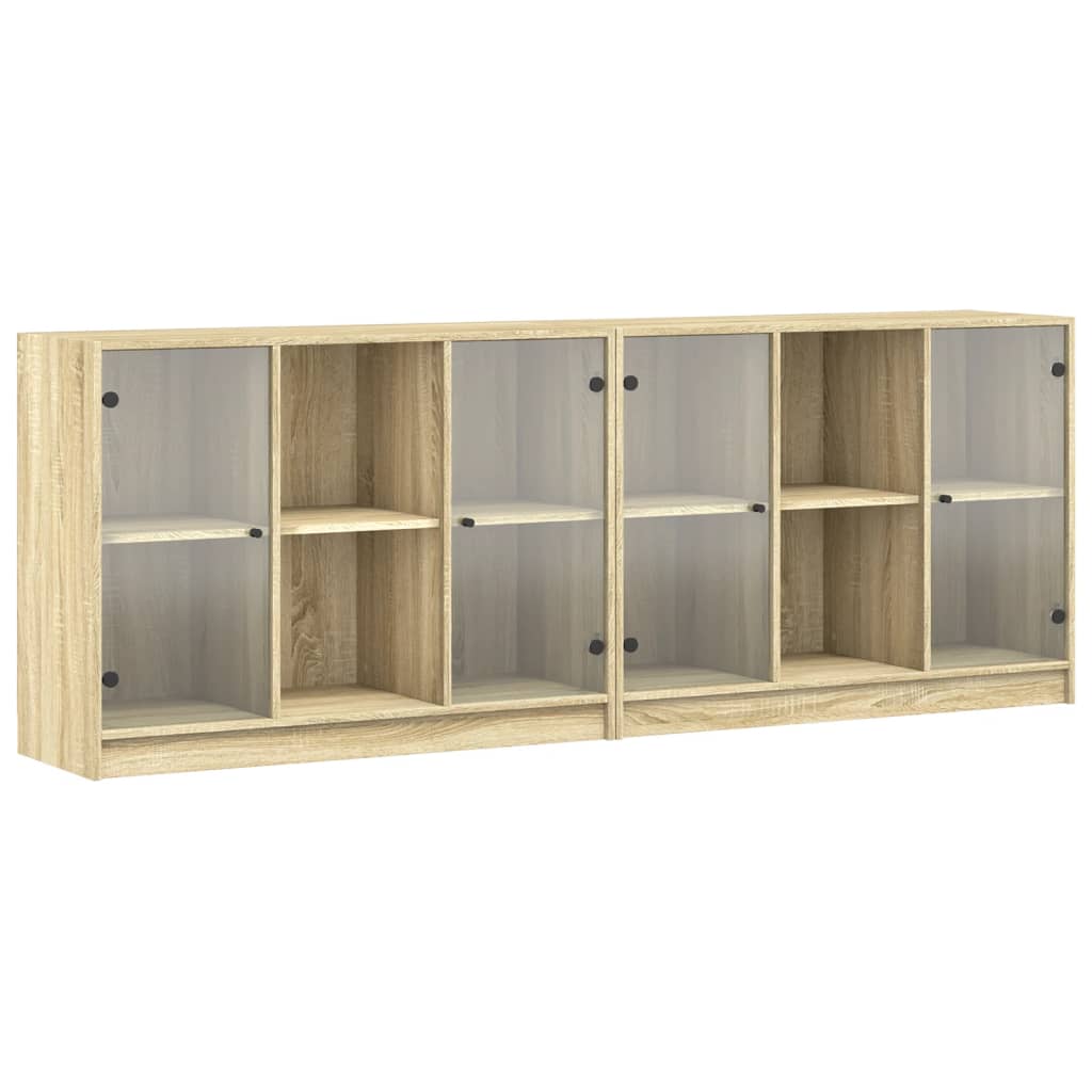 Boekenkast met deuren 204x37x75 cm hout eikenkleurig