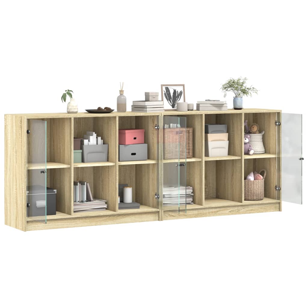 Boekenkast met deuren 204x37x75 cm hout eikenkleurig